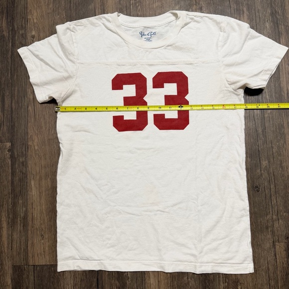 Brandi Melville John Galt White Graphic T- Shirt Red Printed 33 Cotton Stretch - Picture 6 of 6
